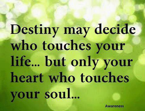 Destiny may decide who touches your life but only your heart will decide who touches your soul..