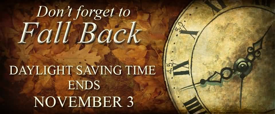 Don't Forget To Fall Back Daylight Saving Time Ends November 3
