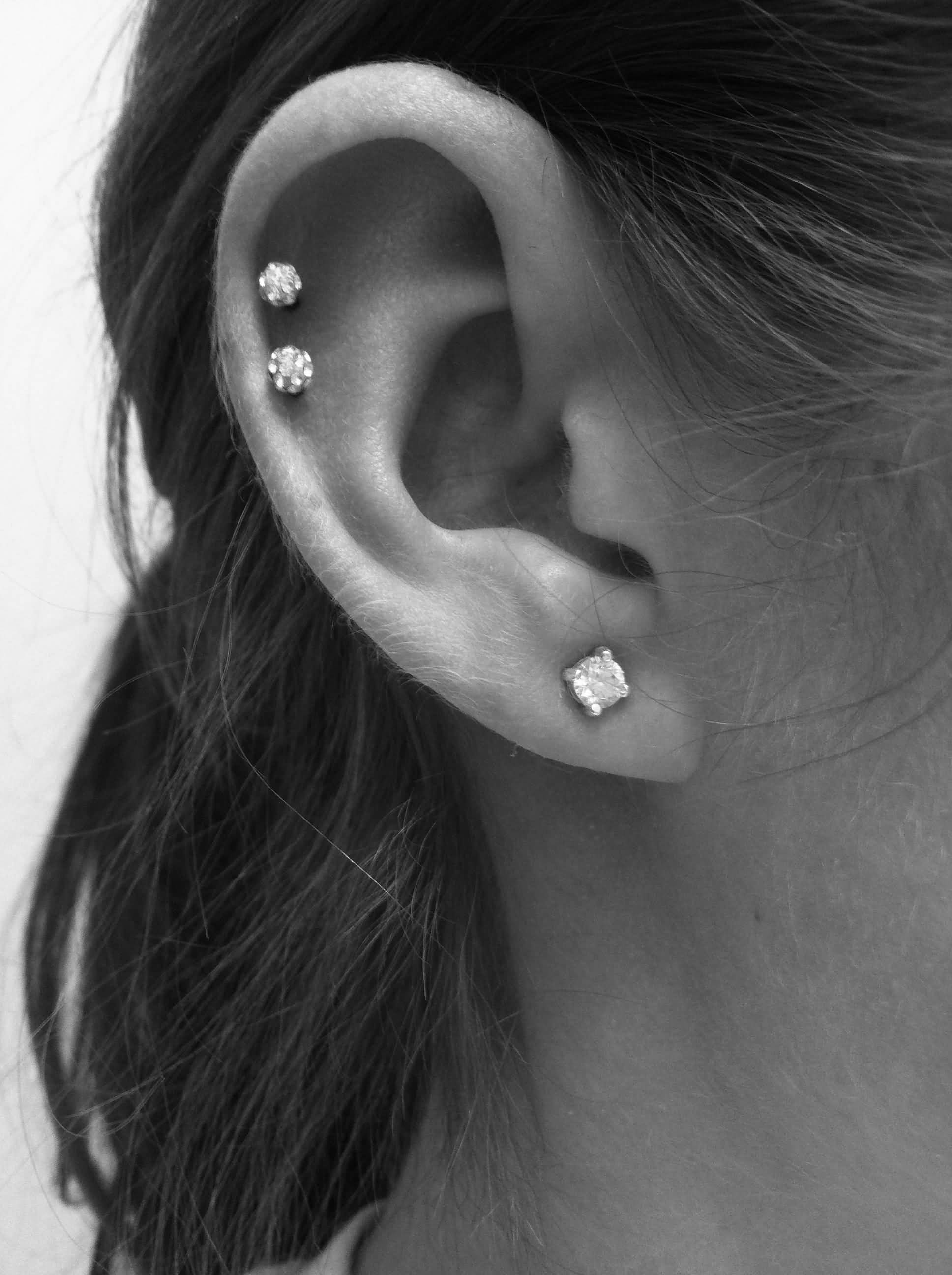 Double Cartilage Piercing For Young Girls
