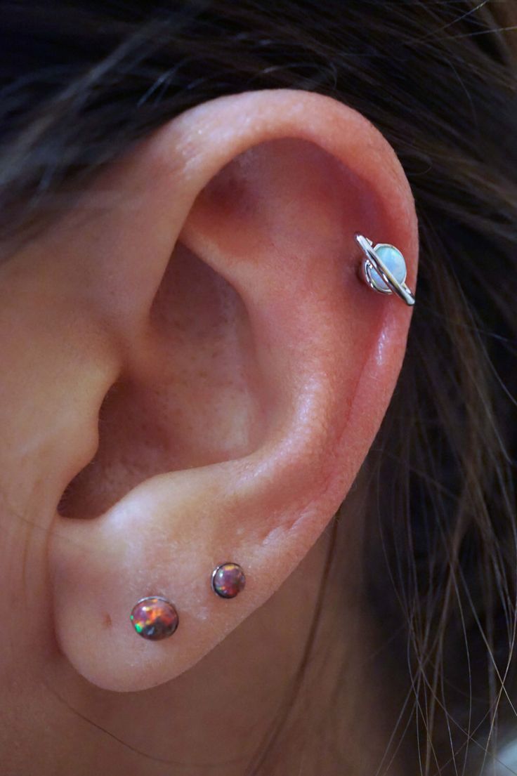 Dual Lobe And Cartilage Piercing For Girls