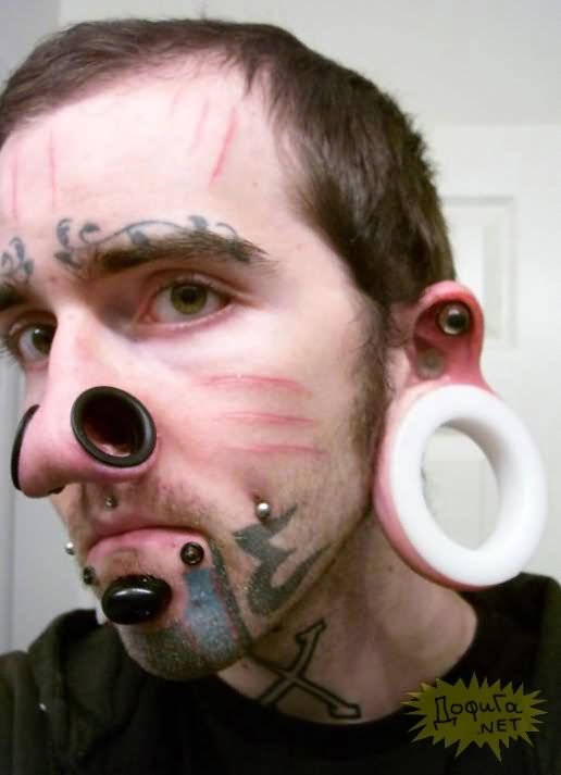 Extreme Face Body Piercing For Men