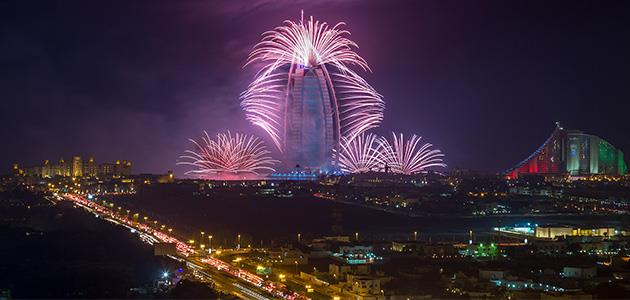 Fireworks At The Burj Khalifa During UAE National Day Celebration
