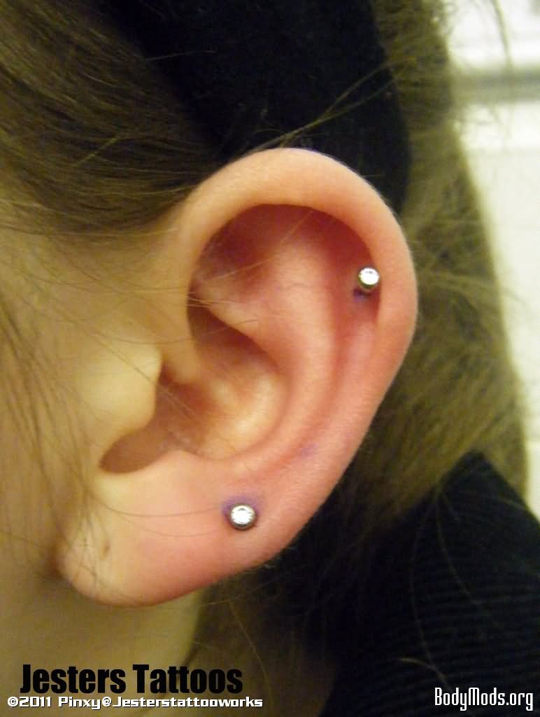 Girl Left Ear Cartilage Piercing