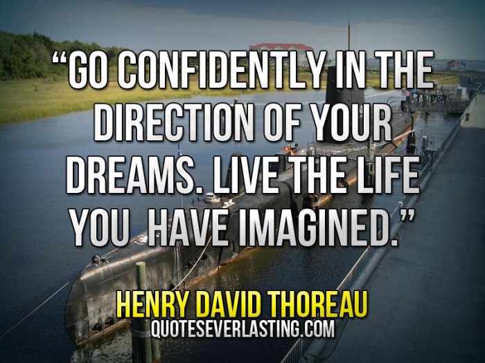 Go confidently in the direction of your dreams. Live the life you've imagined. Thoreau, Henry David