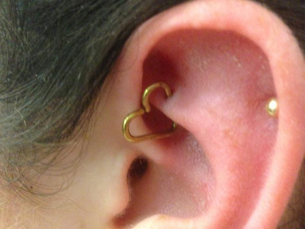 Gold Heart Ring Rook Piercing For Girls