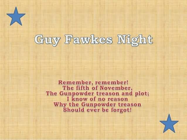 Guy Fawkes Night Remember, Remember The Fifth Of November