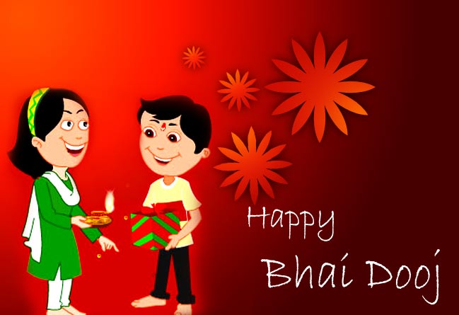 Happy Bhai Dooj Brother And Sister Illustration