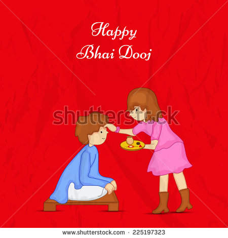 Happy Bhai Dooj Brother And Sister Illustration
