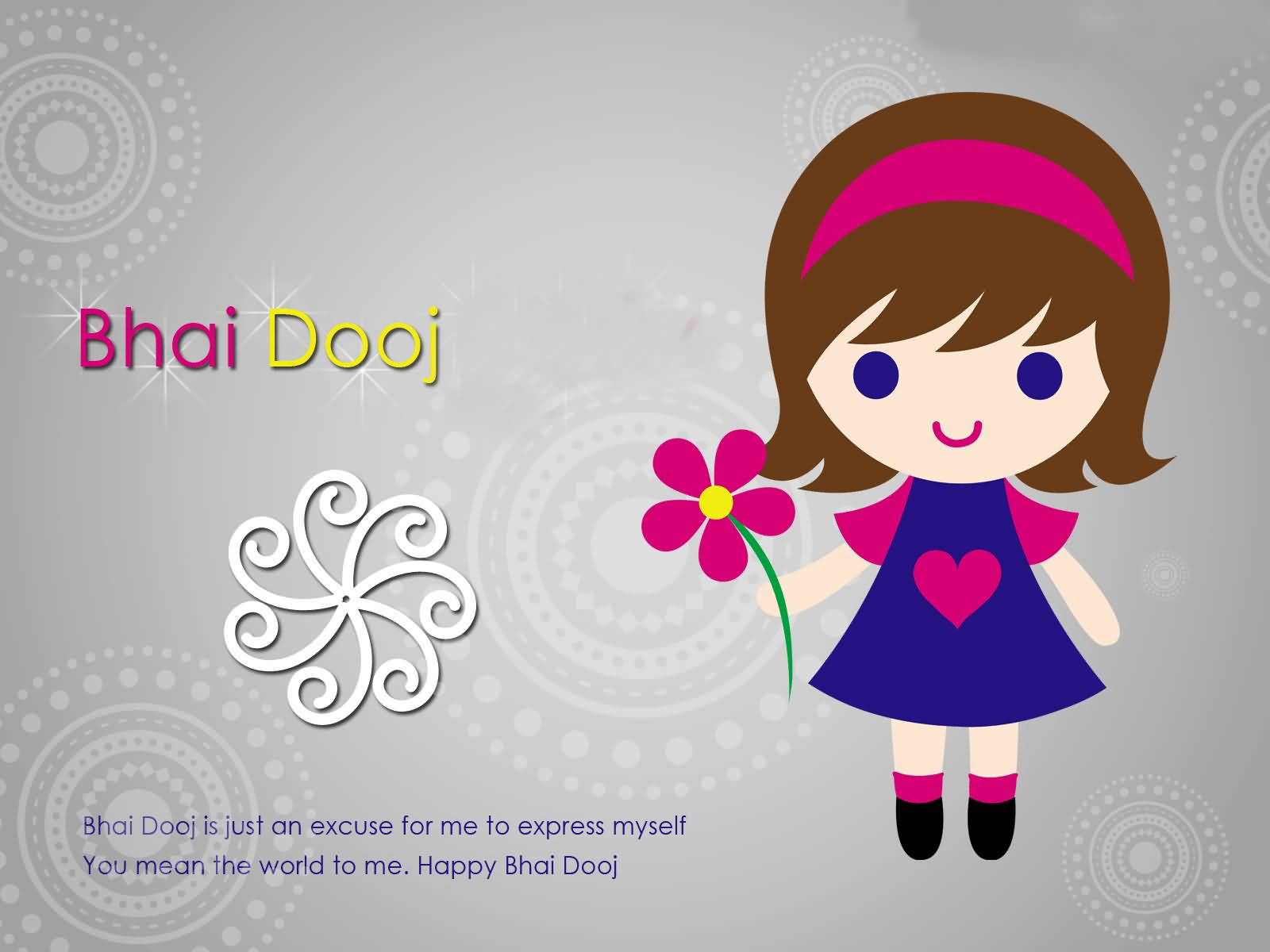 Happy Bhai Dooj Cute Little Girl With Flower Illustration