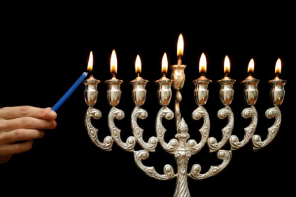 Happy Chanukah Candles Stand Picture