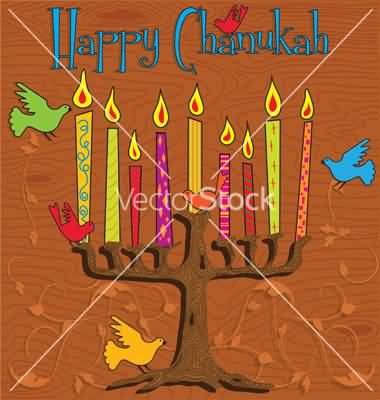 Happy Chanukah Colorful Candles Clipart