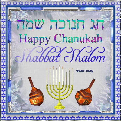 Happy Chanukah Shabbat Shalom Glitter Picture