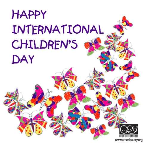 Happy International Children's Day Colorful Butterflies Picture