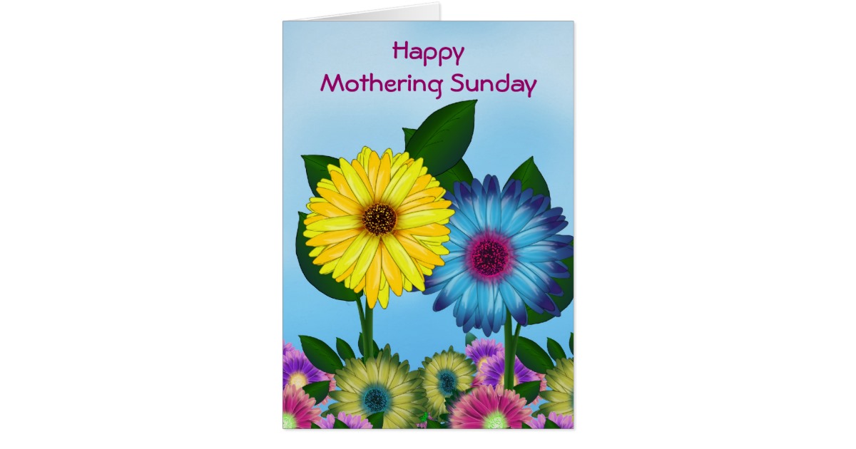 Happy Mothering Sunday Colorful Flowers Greeting Card