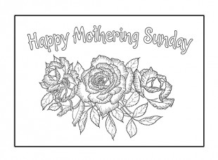 Happy Mothering Sunday Rose Flowers Coloring Page
