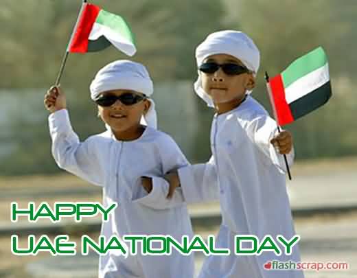Happy UAE National Day Kids With Flags Picture