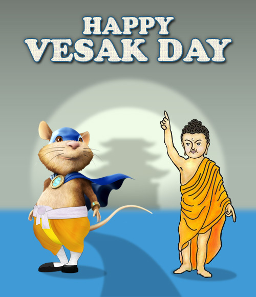 Happy Vesak Day Lord Buddha And Mouse