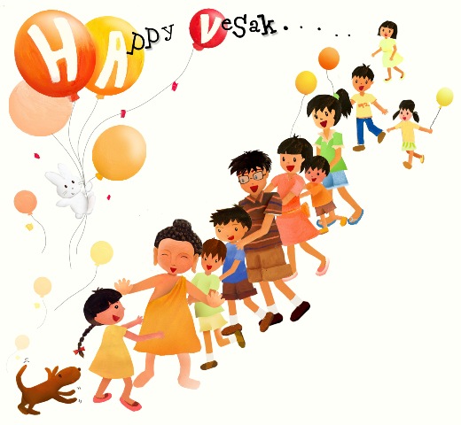Happy Vesak Day Lord Buddha With Kids Illustration