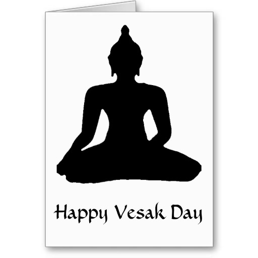 Happy Vesak Day Silhouette Buddha Picture On Card