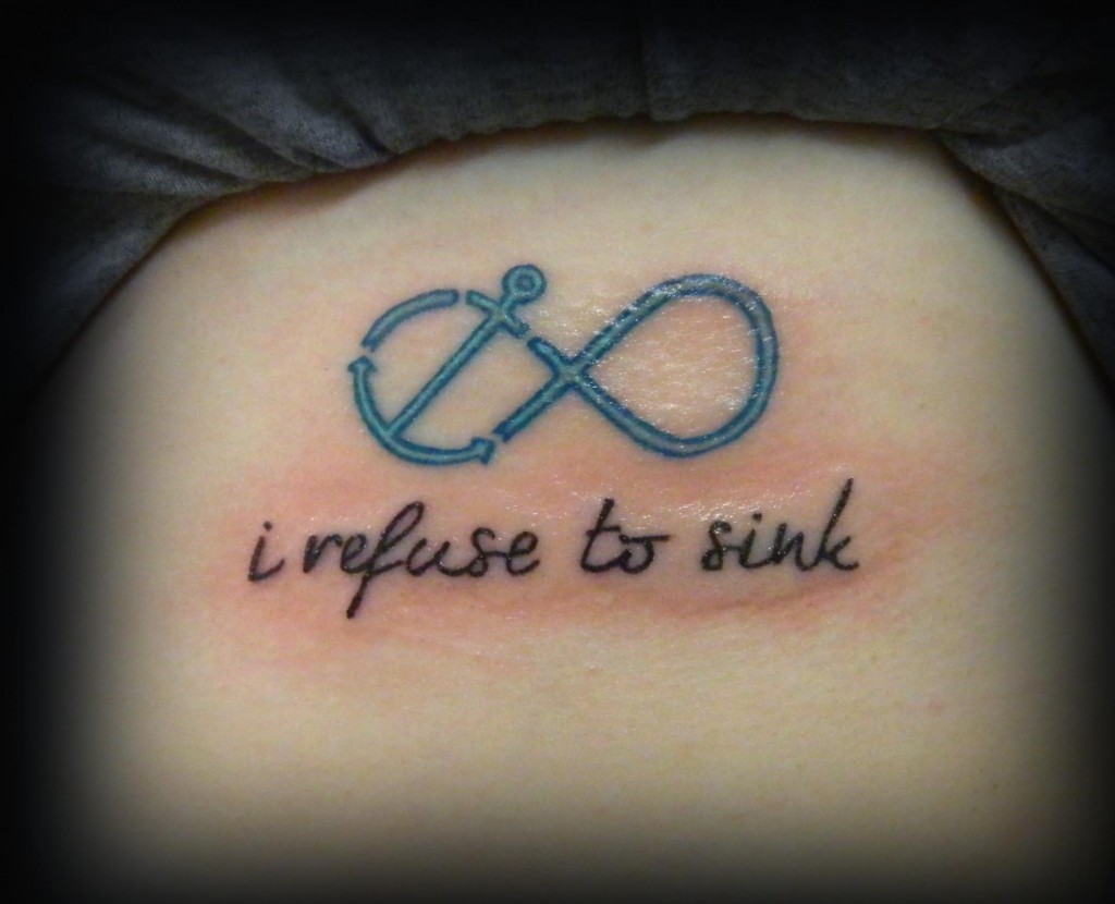 I Refuse To Sink - Classic Infinity With Anchor Tattoo Design
