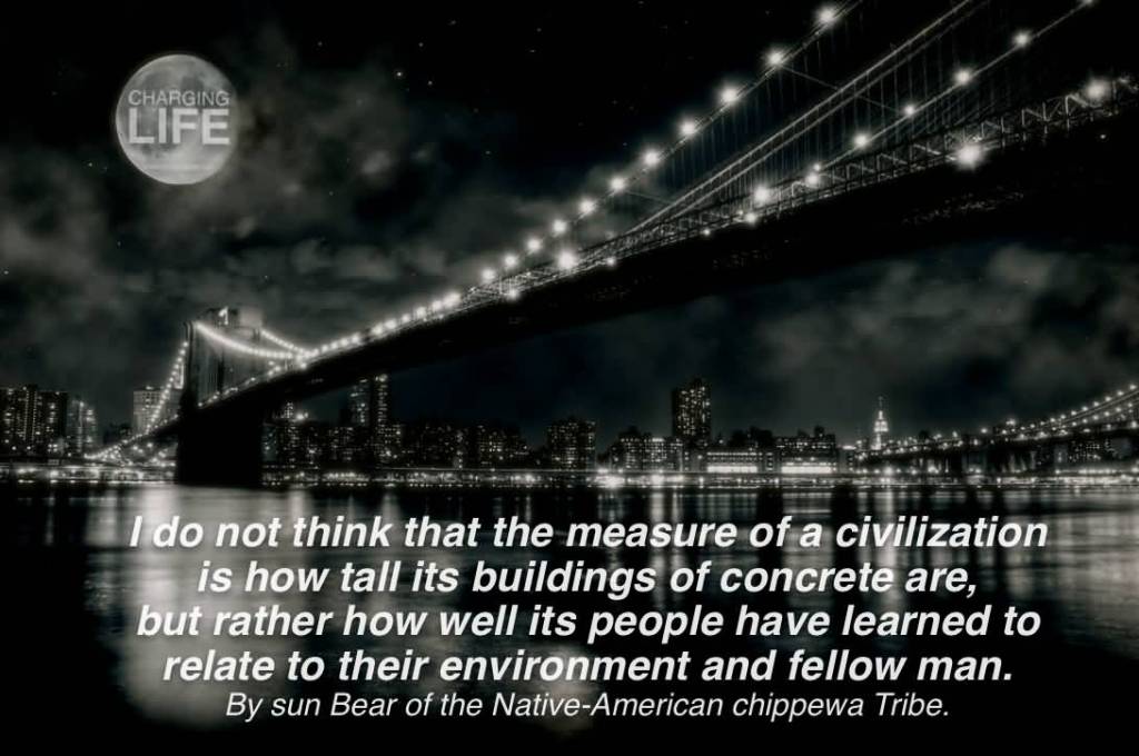 I do not think that the measure of a civilization is how tall its buildings of concrete are, but rather how well its people have learned to relate to their environment ...