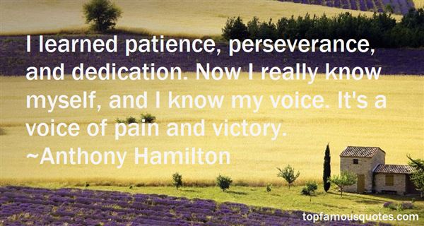 I learned patience, perseverance, and dedication. Now I really know myself, and I know my voice. It's a voice of pain and victory. Anthony Hamilton