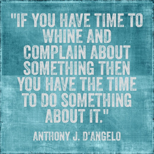 If you have time to whine and complain about something then you have the time to do something about it. Anthony J. D'Angelo