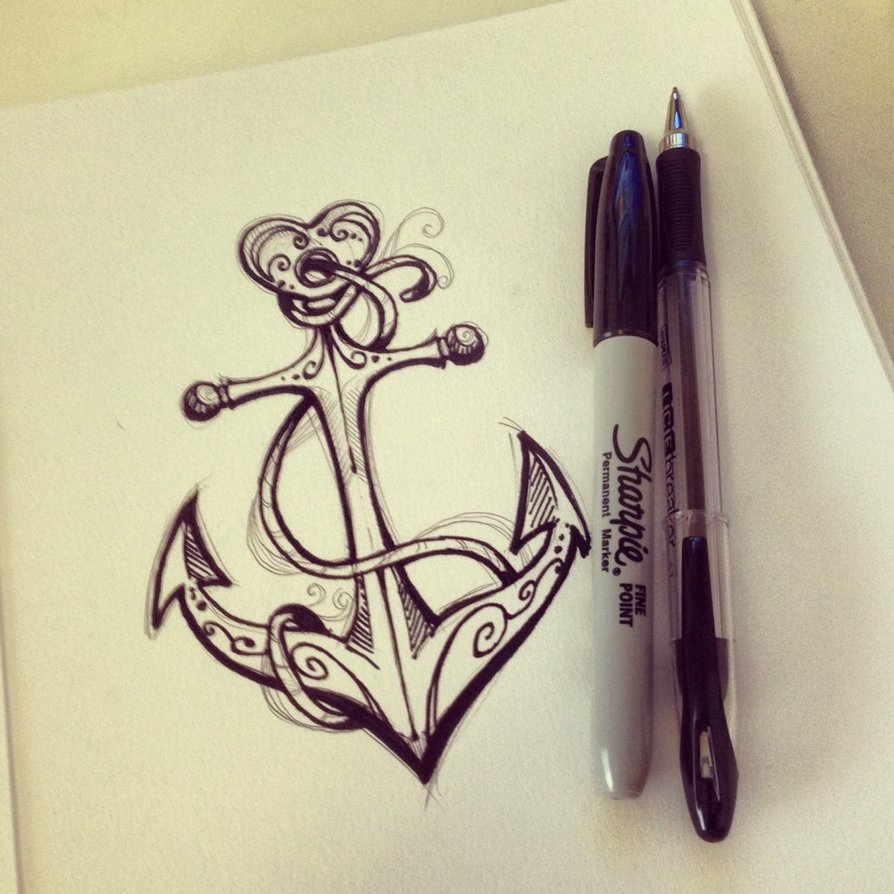 Impressive Anchor With Rope Tattoo Design