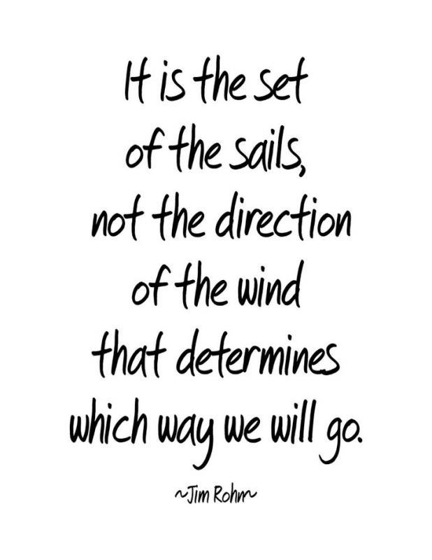 It is the set of the sails, not the direction of the wind that determines which way we will go. Jim Rohn