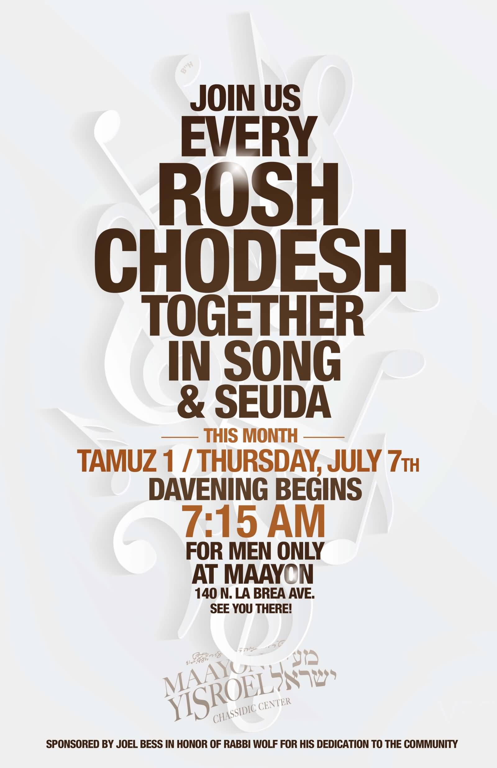 Join Us Every Rosh Chodesh Together In Song
