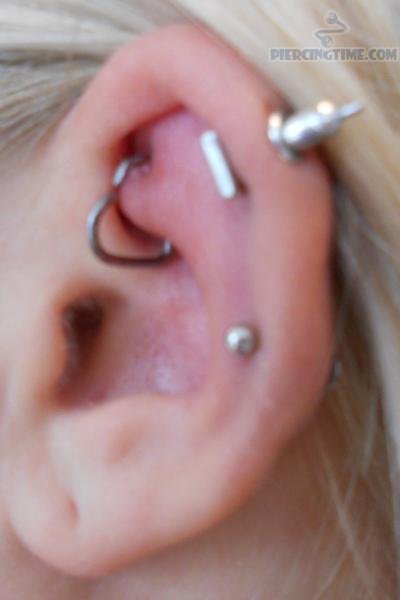 Left Ear Rook Heart Piercing Picture For Girls