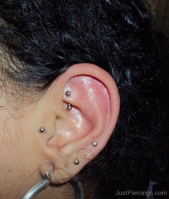 Left Ear Tragus And Rook Piercing Image
