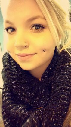 Left Nostril And Dimple Cheek Piercing