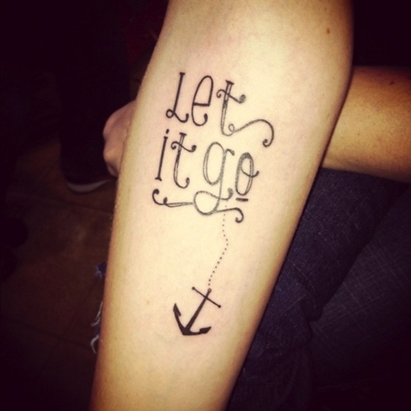 Let It Go - Black Anchor Tattoo Design For Women Sleeve