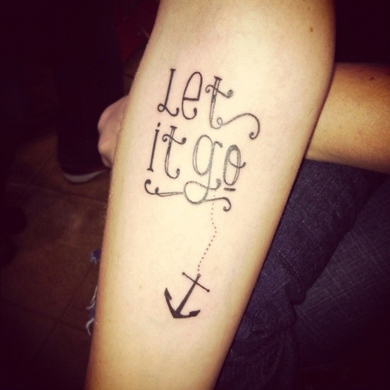 Let It Go - Black Anchor Tattoo On Right Forearm