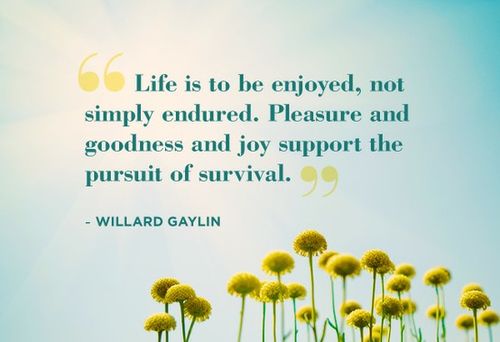 Life is to be enjoyed, not simply endured. Pleasure and goodness and joy support the pursuit of survival. Willard Gaylin
