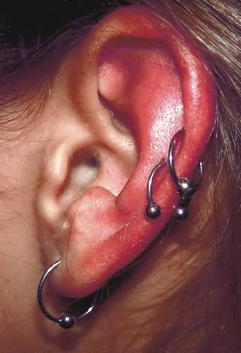 Lobe And Dual Cartilage Piercings For Girls