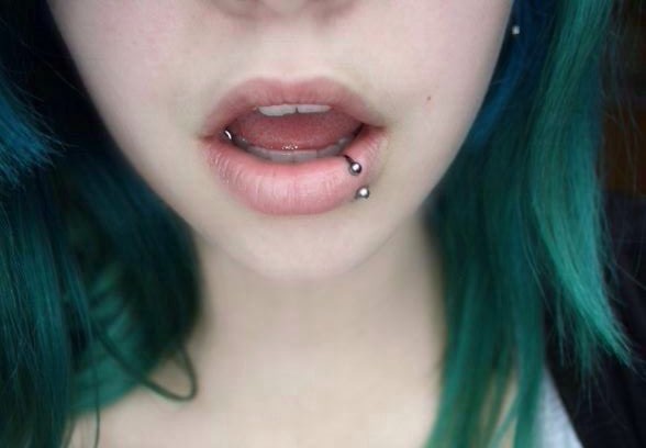 Lower Lip Piercing With Circular Barbell