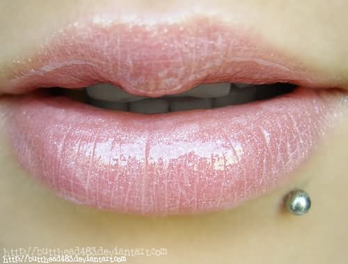 Lower Lip Silver Stud Lip Piercing