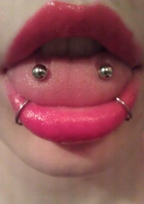 Lower Lip and Venom Piercing Picture For Girls