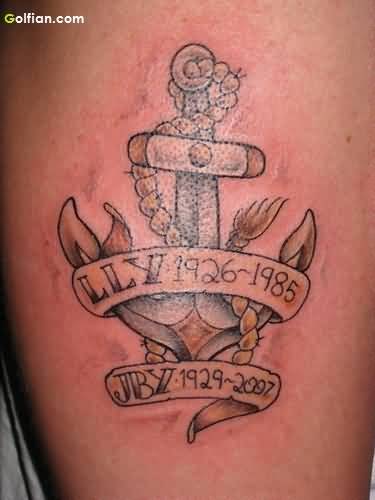 Memorial Anchor With Rope And Banner Tattoo Design By Jon Poulson