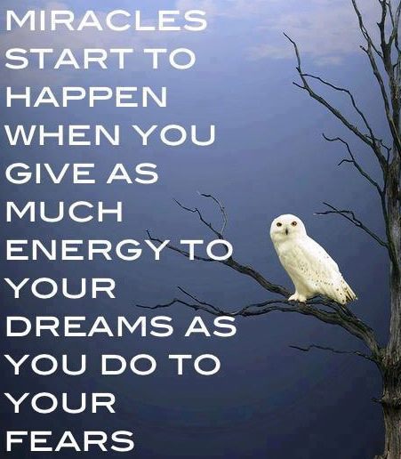 Miracles start to happen when you give as much energy to your dreams as you do to your fears