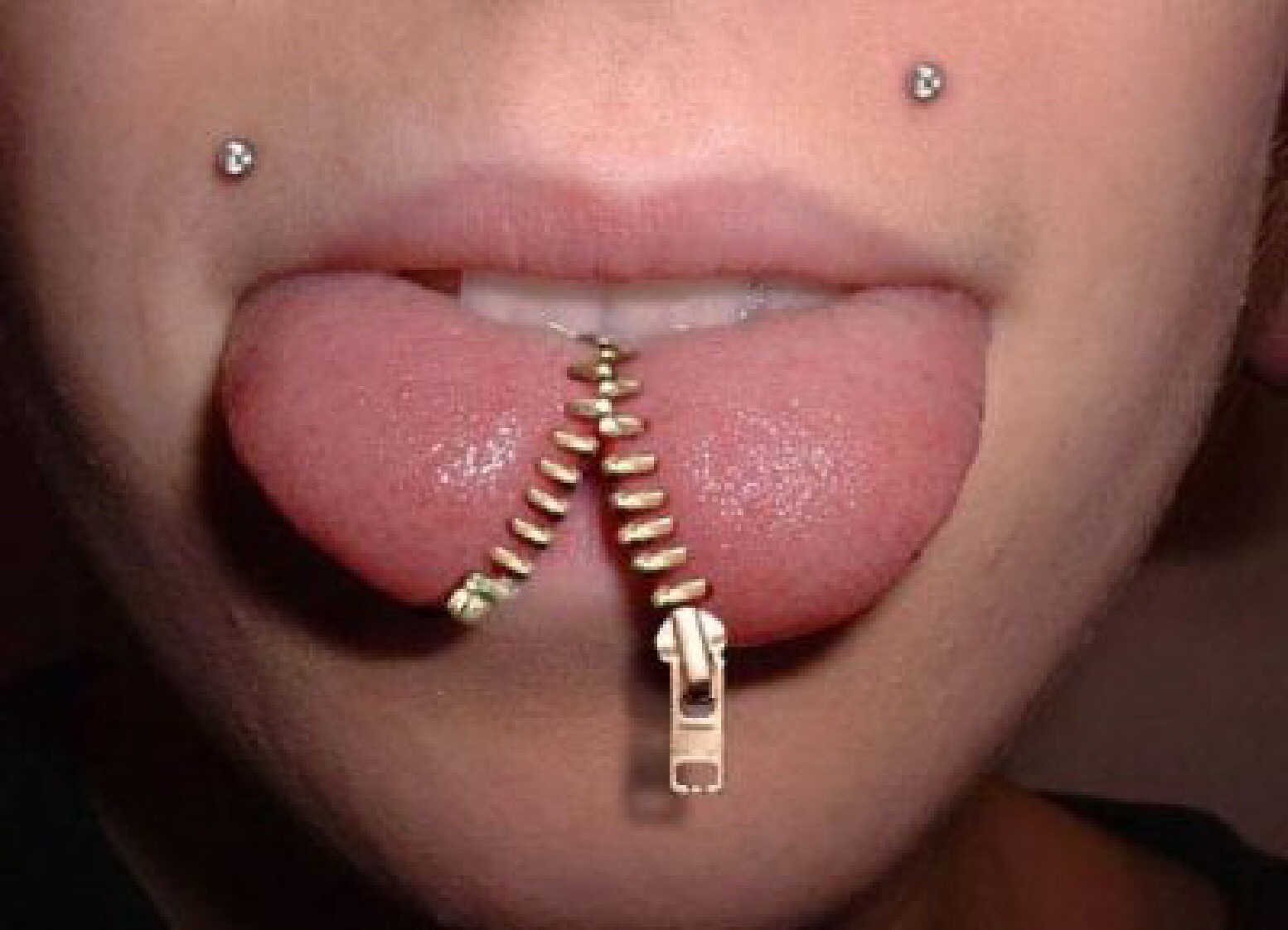 Monroe And Zipper Tongue Body Piercing