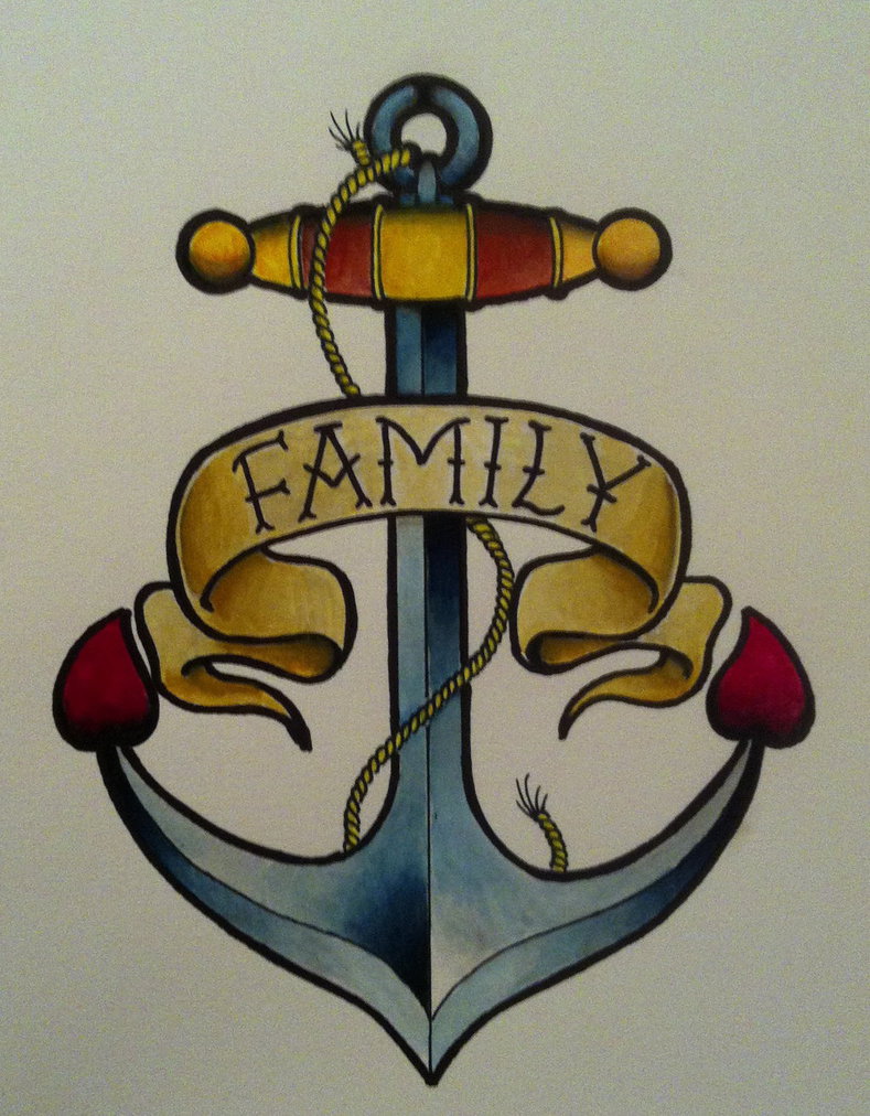 Neo Anchor With Family Banner Tattoo Design