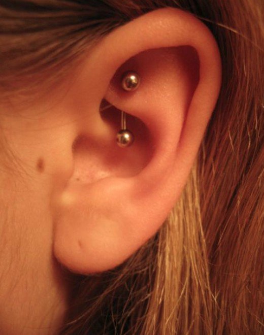 Nice Silver Barbell Rook Piercing Picture