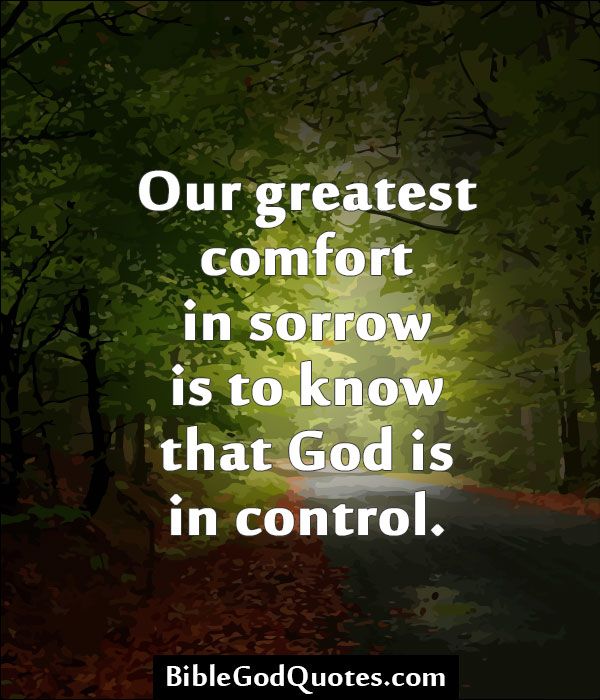 Our greatest comfort in sorrow is to know that God is in control