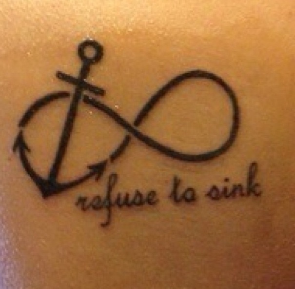 Refuse To Sink - Infinity With Anchor Tattoo Design