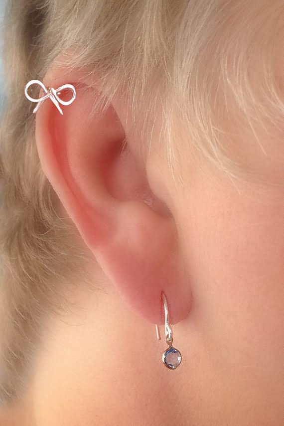 Right Ear Lobe And Cartilage Piercing