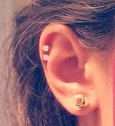 Right Ear Lobe And Dual Cartilage Piercing