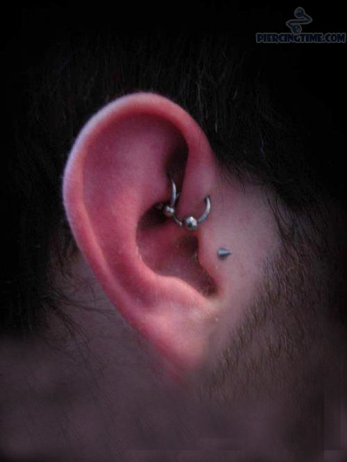 Right Ear Tragus And Rook Piercing